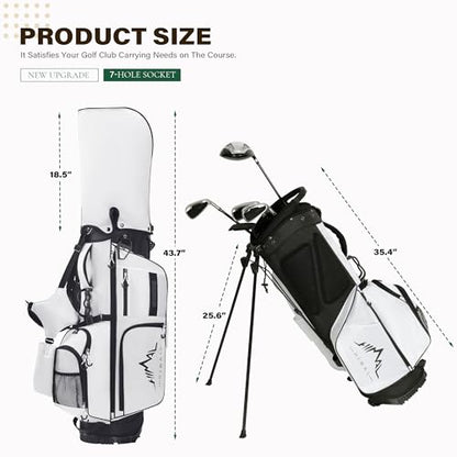 uniHimal Lightweight 7-Way Golf Stand Bag for Men & Women | Carry Bag, Multiple Pockets, Dual Straps - color: white