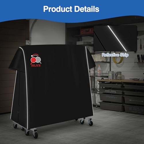 PingPong Table Cover 420D Oxford Fabric with Cotton Lining, Waterproof PU Coating, Sunproof & All-Weather Protection, Universal Fit for 9x5 FT Indoor/Outdoor Folding & Flat Tables