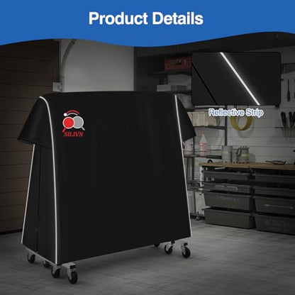 PingPong Table Cover 420D Oxford Fabric with Cotton Lining, Waterproof PU Coating, Sunproof & All-Weather Protection, Universal Fit for 9x5 FT Indoor/Outdoor Folding & Flat Tables