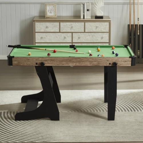 Folding Pool Table, Indoor Billiard Table Game Set with Cues, Balls, Rack, Chalk and Brush, Portable Design for Home, Office, Party, Garage(Blue,154x78x80cm/60.6x30.7x31.4in)