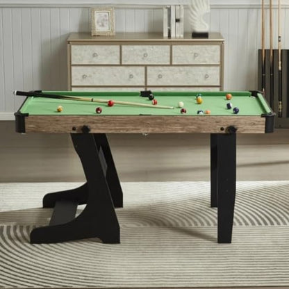 Folding Pool Table, Indoor Billiard Table Game Set with Cues, Balls, Rack, Chalk and Brush, Portable Design for Home, Office, Party, Garage(Blue,154x78x80cm/60.6x30.7x31.4in)