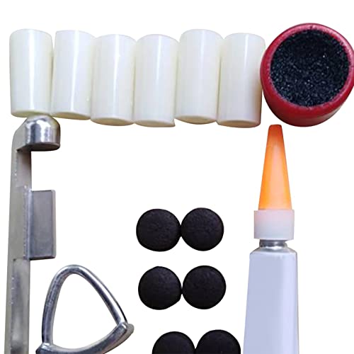 kowaku 15 Pieces Cue Tip Repair Pool Cue Ferrules Billiard Cue Clamp Aluminum Alloy Sander Glue Kit Suitable for Cue Maintenance Repairing Home Use