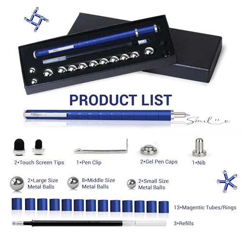 Fidget Pen Unique Fidget Toys Magnet Gel Pen Gadget for Men, Creative Stress Relief Office Desk Tool, Innovative Gift for Teenagers, Adults Magnetic Pen - color: Blue
