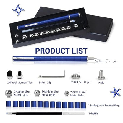 Fidget Pen Unique Fidget Toys Magnet Gel Pen Gadget for Men, Creative Stress Relief Office Desk Tool, Innovative Gift for Teenagers, Adults Magnetic Pen - color: Blue