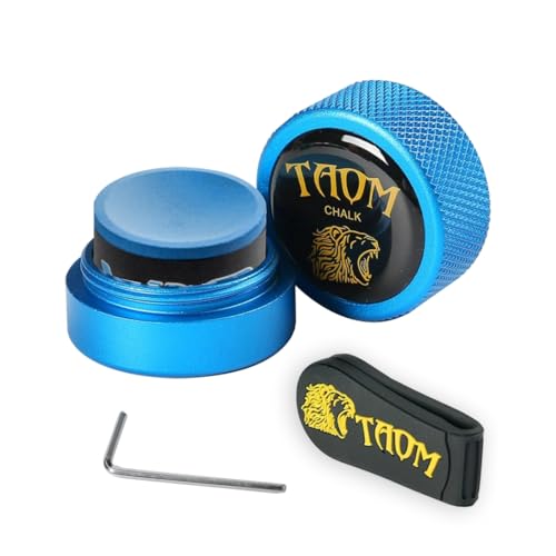 TAOM Pool Chalk Holder Round Shaped Practical Tool Billiards Accessories Magnetic Mini Chalk Tip Case Container Round Box Billiards - color: 4-Blue with V10 Blue Chalk and Clip