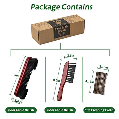 Adhafera Pool Table Brush Cleaner Kit, Brush Made of Pure Solid Wood and Nylon Bristle, Snooker Accessories for Snooker Table - color: Burgundy-3-tool