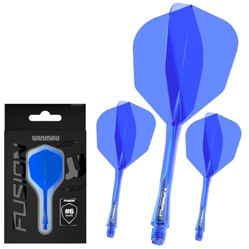 Winmau Fusion No.6 Integrated Flight & Shaft System - Lightweight Replacement Set for Steel & Soft Tip Darts - 90-Degree Wing Design Sizes - color: Blue, size: Medium (34mm)