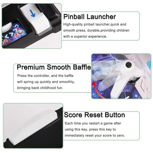 Exciting Arcade Pinball Machine Kit, Arcade Electronic Pinball Toy with Lights Sounds, Birthday Pinball Gifts Toy with LED Scoreboard, Desktop Pinball Shooting Game for Party Friend