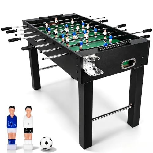Foosball Table for Kids and Adults, Game Room Soccer Game Table w/Balls, Cup Holders, Ergonomic Handles,Wear Resist Heavy Duty Soccer Gaming Desk Reusable for Friends and Family Playing