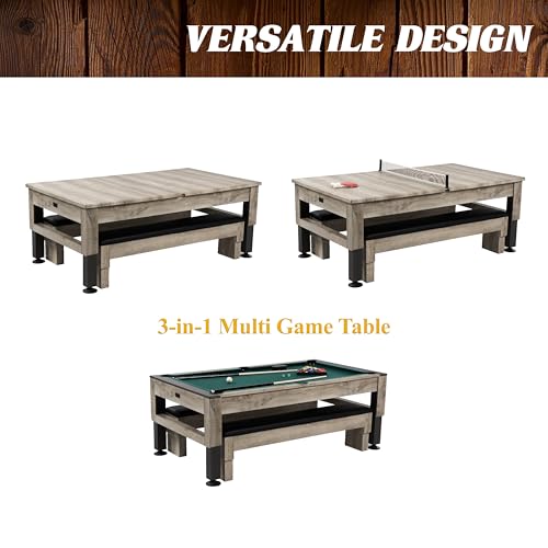 Barrington Billiards Prescott 7' Pool Table, 3-in-1 Dining Top & Table Tennis with Game Accessories & Rolling Storage Caddy - style: Barrington Westmont 7' 3 in 1 Billiard