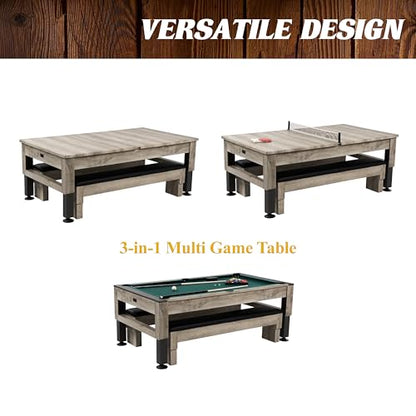 Barrington Billiards Prescott 7' Pool Table, 3-in-1 Dining Top & Table Tennis with Game Accessories & Rolling Storage Caddy - style: Barrington Westmont 7' 3 in 1 Billiard