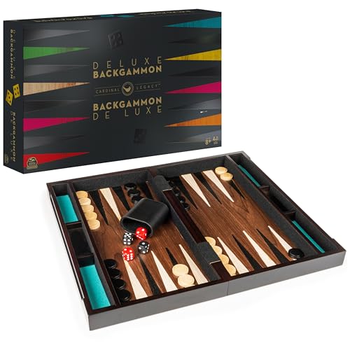 Spin Master Games Legacy Deluxe Wooden Backgammon Classic 2-Player Original Board Game Set with Cups and Dice, for Kids and Adults Aged 8 and up - color: Backgammon