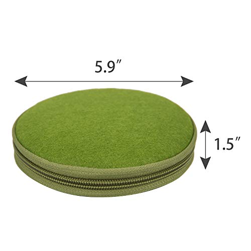 ELEZAY Small CD Case Round Felt 20 Capacity CDs Storage Wallet DVD Disc Holder,Olive Green - color: C-Olive