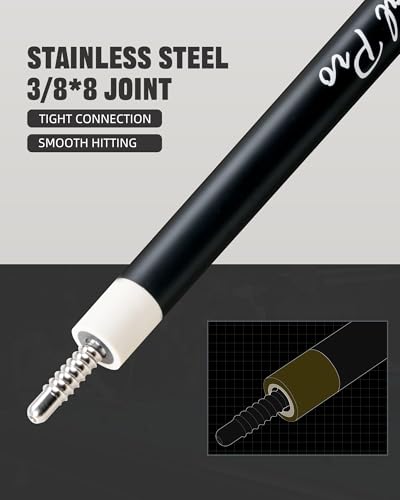 CRICAL Carbon Fiber Pool Cue Stick 58" Billiard Cue Sticks Professional Low Deflection Pool Sticks with 3/8 * 8 Pin Joint and 12.5mm Tip - color: 018-Pro1 Set (Pro Taper)