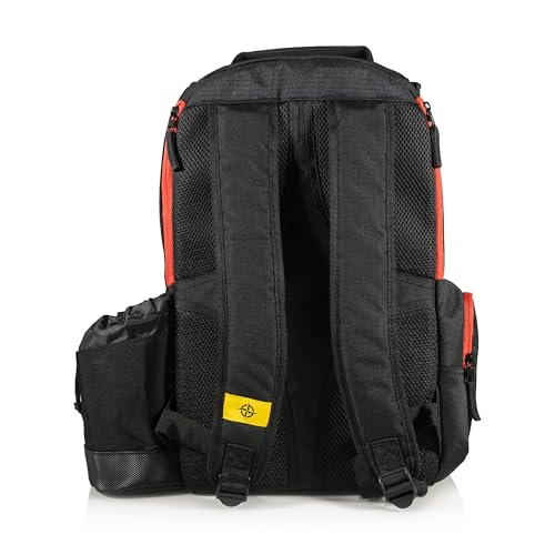 Innova Adventure Pack Disc Golf Backpack – Holds 25 Discs – Includes Mini, Disc Golf Bag - color: Black/Scarlet
