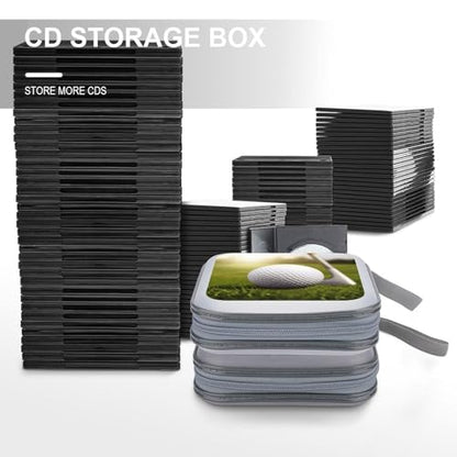 Sport Golf Ball CD Case with Zipper 40 Capacity DVD Case Holder Hard Plastic DVD Disc Storage Box Portable Disc Storage Organizer CD Wallet Bag Media Disc Wallet for Car Home