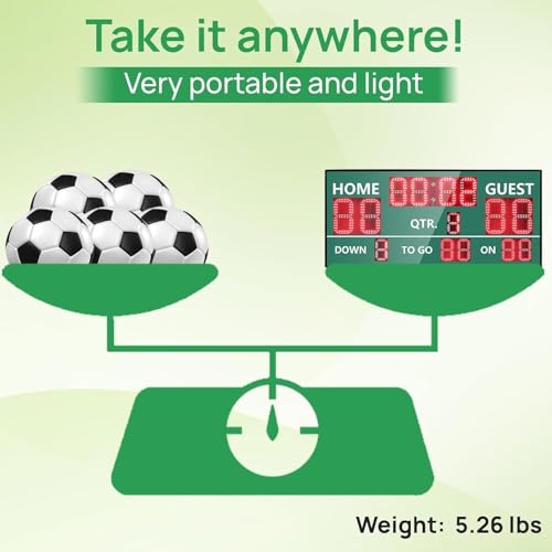 YZ LED Football Scoreboard, Electronic Scoreboard with Remote, Digital Scoreboard Football Score Keeper for Outdoor