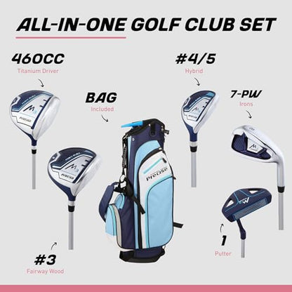 Precise M3 Complete Womens Golf Clubs Set, Includes Driver, Fairway, Hybrid, 7-PW Irons, Wedge, Putter, Stand Bag, 3 H/C's, Golf Clubs Women Right Handed - color: Blue, size: Petite Size -1"