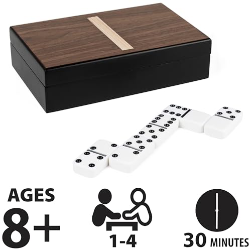 Spin Master Games, Cardinal Legacy Deluxe Double-6 Dominoes, Classic Board Game Set of 28 Dominoes in Lined Wooden Case, for Kids & Family, 1-4 Players, for Ages 8 & Up - color: Double 6 Dominoes