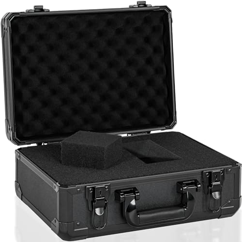 14 Inch Carrying Case With Customizable Pre-Diced Foam, Aluminum Case, Aluminum Alloy Sturdy Build, Storage Case for Microphone, Equipment, Camera, Tools, Recorder, etc - size: 14.2x10.2x5.9 Inch