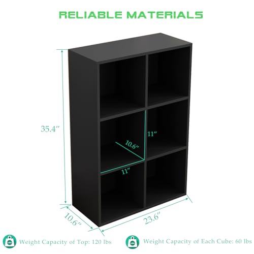 OSCHF 6-Cube Storage Shelf Bookcase, Black - color: Black, size: 6-Cube