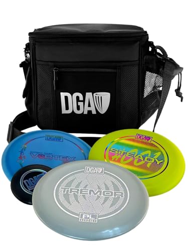 DGA Beginner Disc Golf Starter Set with Lightweight Disc Bag, ProLine Driver, Midrange, Putter & Mini Marker – Perfect for New & Casual Players (Black)