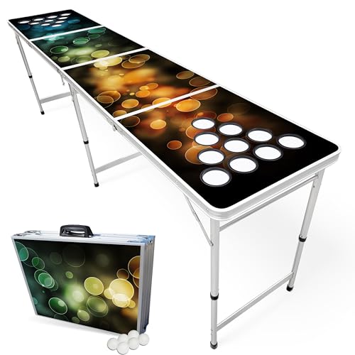 8-Foot Regulation Length Folding Table w/Optional Cup Holes, LED Lights, Custom Graphic (Choose Your Model) - color: Bubbles, style: w/ Cup Holes