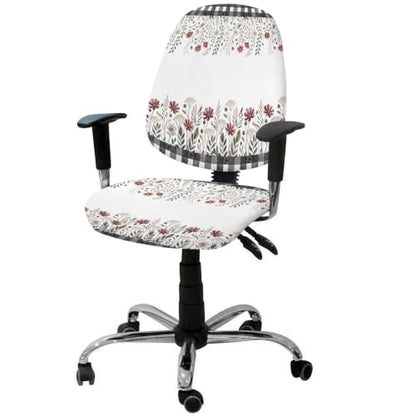 Savannan Office Chair Cover, Autumn Vintage Red Flower Leaves Protective Stretch Elastic Universal Cover for Desk Task Chair,Computer Rotating Chair 1 Pcs Black Buffalo Plaid