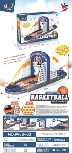 Desktop Basketball Arcade – Interactive Finger Shoot Game with Auto-Scoring & Portable Court | 24" Mini Hoop for Kids Adults Family Game