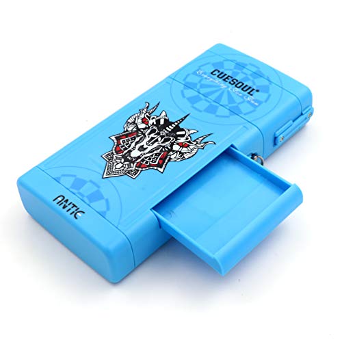 CUESOUL ANTIE Hard Dart Case, Holds 6 Steel/Soft Tip Darts & Extra Tips, Shafts & Flights, Durable Use - color: Blue Beast