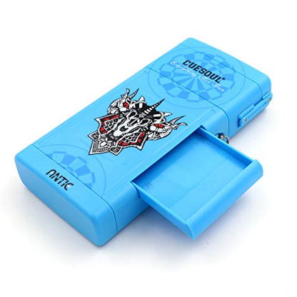 CUESOUL ANTIE Hard Dart Case, Holds 6 Steel/Soft Tip Darts & Extra Tips, Shafts & Flights, Durable Use - color: Blue Beast