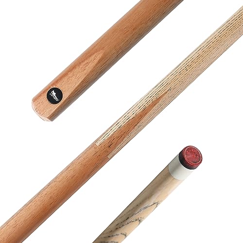 HMQQ 58" One Piece Pool Cue Stick with 13MM Leather Tip, Weight 20OZ Billiards Cue Stick, Pool Stick Set of 4/ Set of 6/ Set of 8 (Black&Natural Wood Color) - style: Wood Grain Color Set of 6