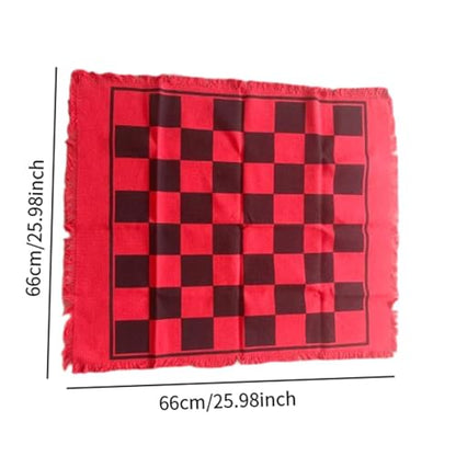 predolo Checkers Board Game Set,Classic 3 in 1 Indoor and Outdoor Activity Checker Game Mat, Toe Game Giant Checkers, red