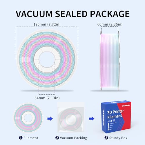 RAMBERY Rainbow Silk PLA 3D Printer Filament Shiny Fast Color Change PLA Filament Neatly Wound 3D Printing Filament, 1.75mm 1kg(2.2lb) - color: A-silk Rainbow Ice Cream, size: 1kg