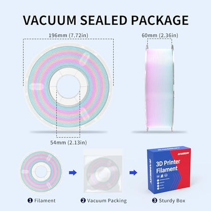 RAMBERY Rainbow Silk PLA 3D Printer Filament Shiny Fast Color Change PLA Filament Neatly Wound 3D Printing Filament, 1.75mm 1kg(2.2lb) - color: A-silk Rainbow Ice Cream, size: 1kg