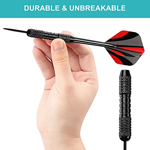 Accmor Darts Metal Tip Set, 12 Pack Steel Tip Darts Darts Set, 24 Grams Professional Metal Darts - color: Black Stripes