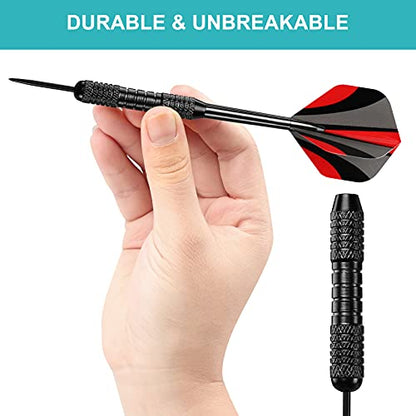 Accmor Darts Metal Tip Set, 12 Pack Steel Tip Darts Darts Set, 24 Grams Professional Metal Darts - color: Black Stripes