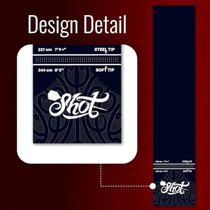 Shot Darts Heavy Duty, Protective Professional Dart Mat - Made from Thick, Shock Absorbing & Non-Curling Industrial Grade Rubber (9.9 Feet x 2 Feet)
