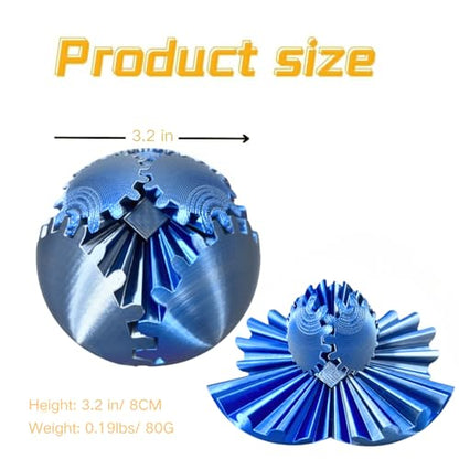 Gear Ball 3D Printed Spin Ball Cube Fidget Toys, Gear Sphere Fidget Toy, GearSphere Desk Toy Stress Fidget Balls, Fidgets Spinners for Adults & Kids Anxiety Relaxing (Laser Silver Blue, 3.1 Inch) - color: Laser Silver Blue, size: 3.1 Inch