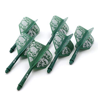 CUESOUL 6 Pieces ROST Integrated Dart Shaft and Flights - color: Shaft Length 28mm-Big Wing Shape-Green Skull