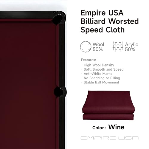 Empire USA - Billiard Worsted Speed Cloth（Felt） 7/8/9 FT - color: Burgundy, size: 7ft