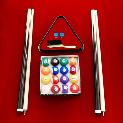 Billiard Tables, Portable Pool Table for Families with Easy Folding for Storage, Includes Balls, Cues, Brush Red 6FT