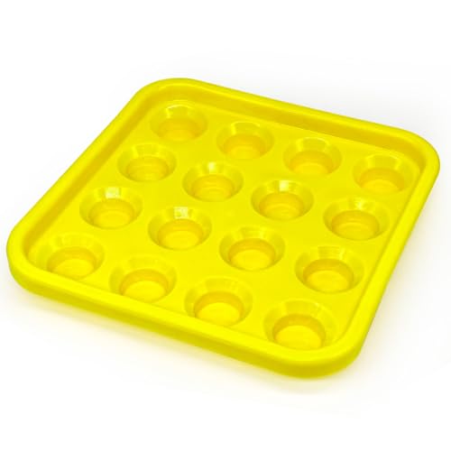 Billiard Ball Storage Tray – Holds 16 Regulation 2-1/4" Pool Balls, Plastic Rack for Standard Size Sets, Great for Game Rooms, Bars, and Pool Halls - color: Yellow