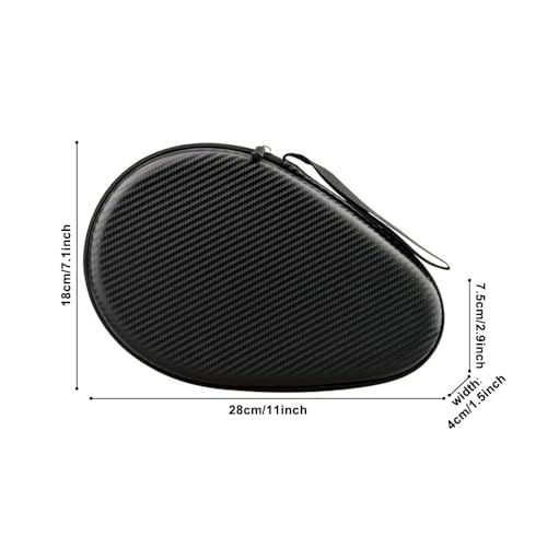 MiOYOOW Table Tennis Racket Case, Hard Shell Ping Pong Storage Bag Ping Pong Paddles Case with Zipper Can Hold 2 Short-Handled Rackets or 1 Long-Handled Racket - color: Straw mat pattern black