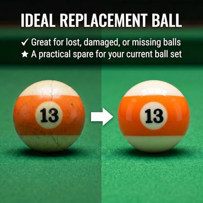 KONLLEN Single Replacement Pool Ball – 2-1/4" Regulation Size & Weight Billiard Ball Made of Phenolic Resin (Choose 1–15 or Cue Ball) - color: #13