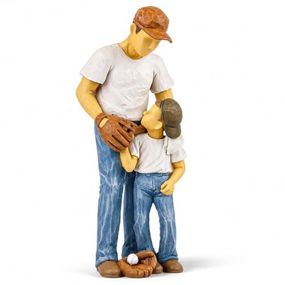 AIDLNS Father and Son Figurines, Dad and Son Play Baseball Hand-Painted Figures Gifts, for Dad Boys, Family Sculpture for Shelf Decor Desktop Home Decoration