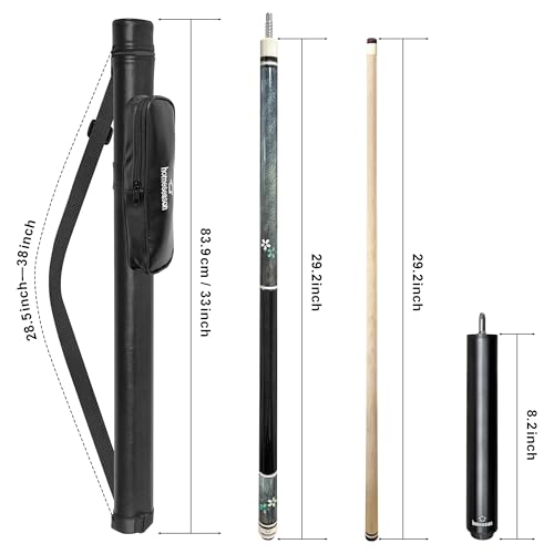 HomeSeason Pool Cue Stick 58" Professional Billiard Canadian Maple Pool Stick with Leather Case & 13mm Tip, 18/19/20/21oz for Adults Pro Player - color: 21oz(Black)
