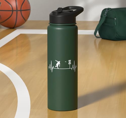 Disc Golf Frisbee Midrange Heartbeat Set Gift Putter Stainless Steel Insulated Water Bottle - color: Dark Green