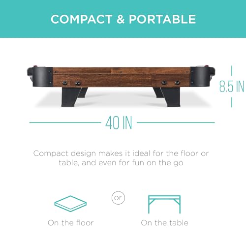 Best Choice Products Portable Tabletop Air Hockey Table for Game Room w/ 100V Motor, Electric Fan, 2 Strikers, 2 Pucks - color: Walnut