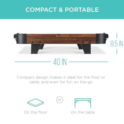 Best Choice Products Portable Tabletop Air Hockey Table for Game Room w/ 100V Motor, Electric Fan, 2 Strikers, 2 Pucks - color: Walnut
